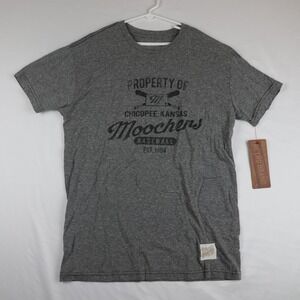 Retro Brand T-Shirt Mens Large Gray Chicopee Kansas Moochers Baseball Graphic